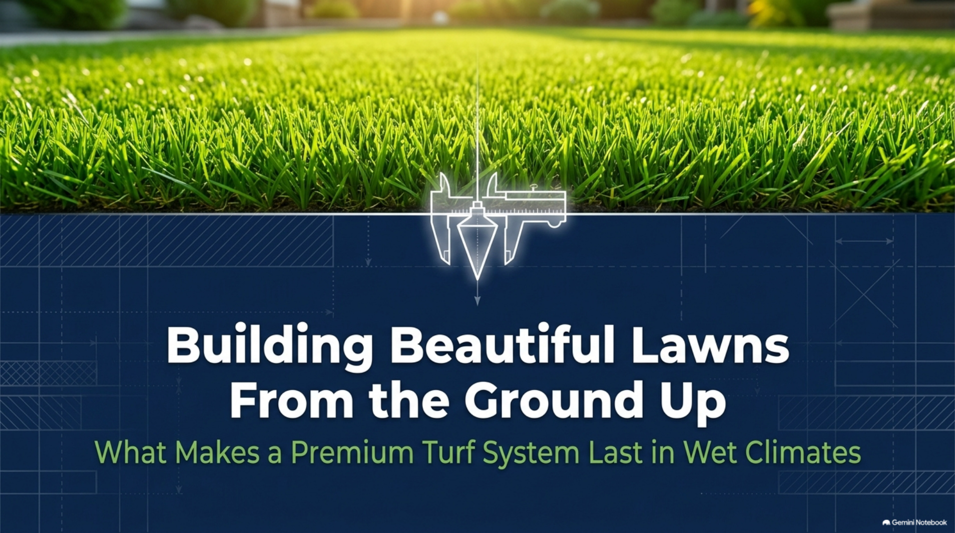 Cover slide of the engineered turf systems presentation, building beautiful lawns from the ground up